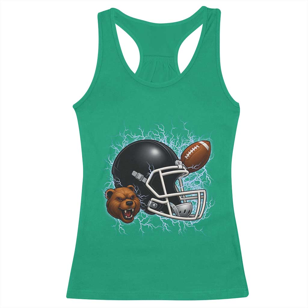 Game Day Sports Fan Gift Racerback Tank Top Lightning Bear Helmet TS12 Irish Green Print Your Wear