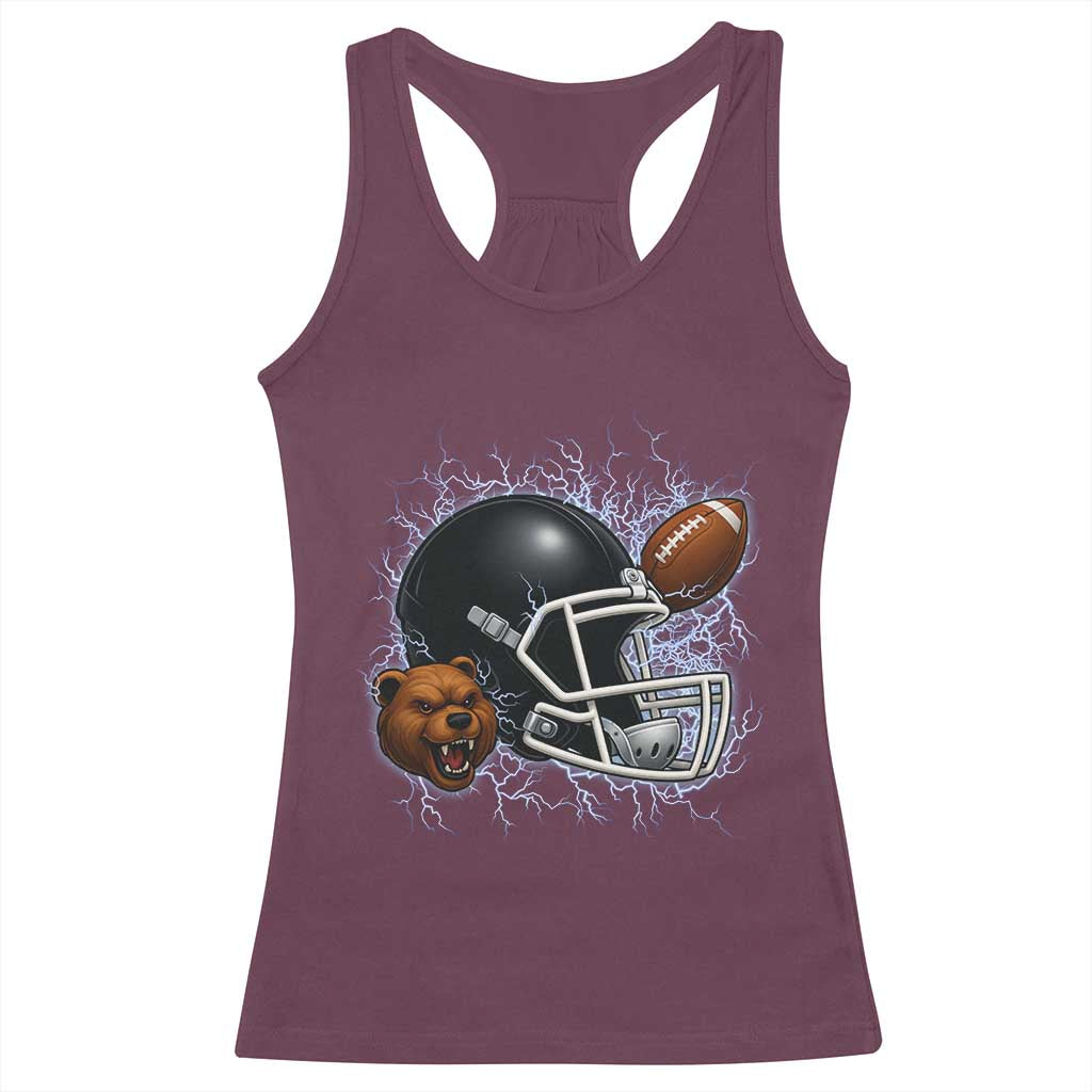 Game Day Sports Fan Gift Racerback Tank Top Lightning Bear Helmet TS12 Maroon Print Your Wear