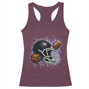 Game Day Sports Fan Gift Racerback Tank Top Lightning Bear Helmet TS12 Maroon Print Your Wear