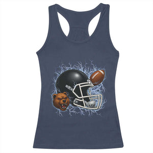 Game Day Sports Fan Gift Racerback Tank Top Lightning Bear Helmet TS12 Navy Print Your Wear