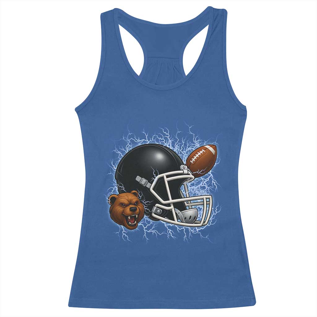 Game Day Sports Fan Gift Racerback Tank Top Lightning Bear Helmet TS12 Royal Blue Print Your Wear