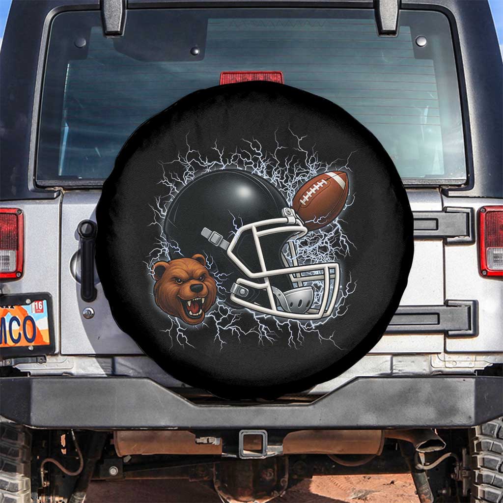 Game Day Sports Fan Gift Spare Tire Cover Lightning Bear Helmet TS12 No hole Black Print Your Wear