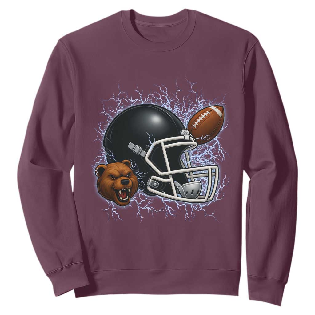Game Day Sports Fan Gift Sweatshirt Lightning Bear Helmet TS12 Maroon Print Your Wear