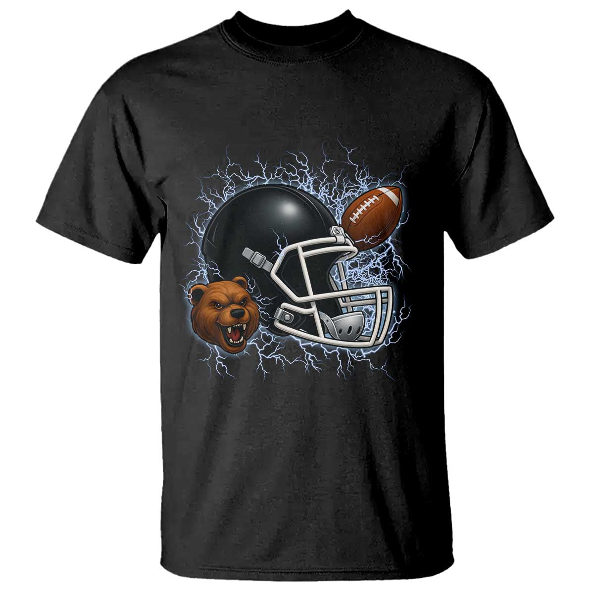 Game Day Sports Fan Gift T Shirt Lightning Bear Helmet TS12 Black Print Your Wear
