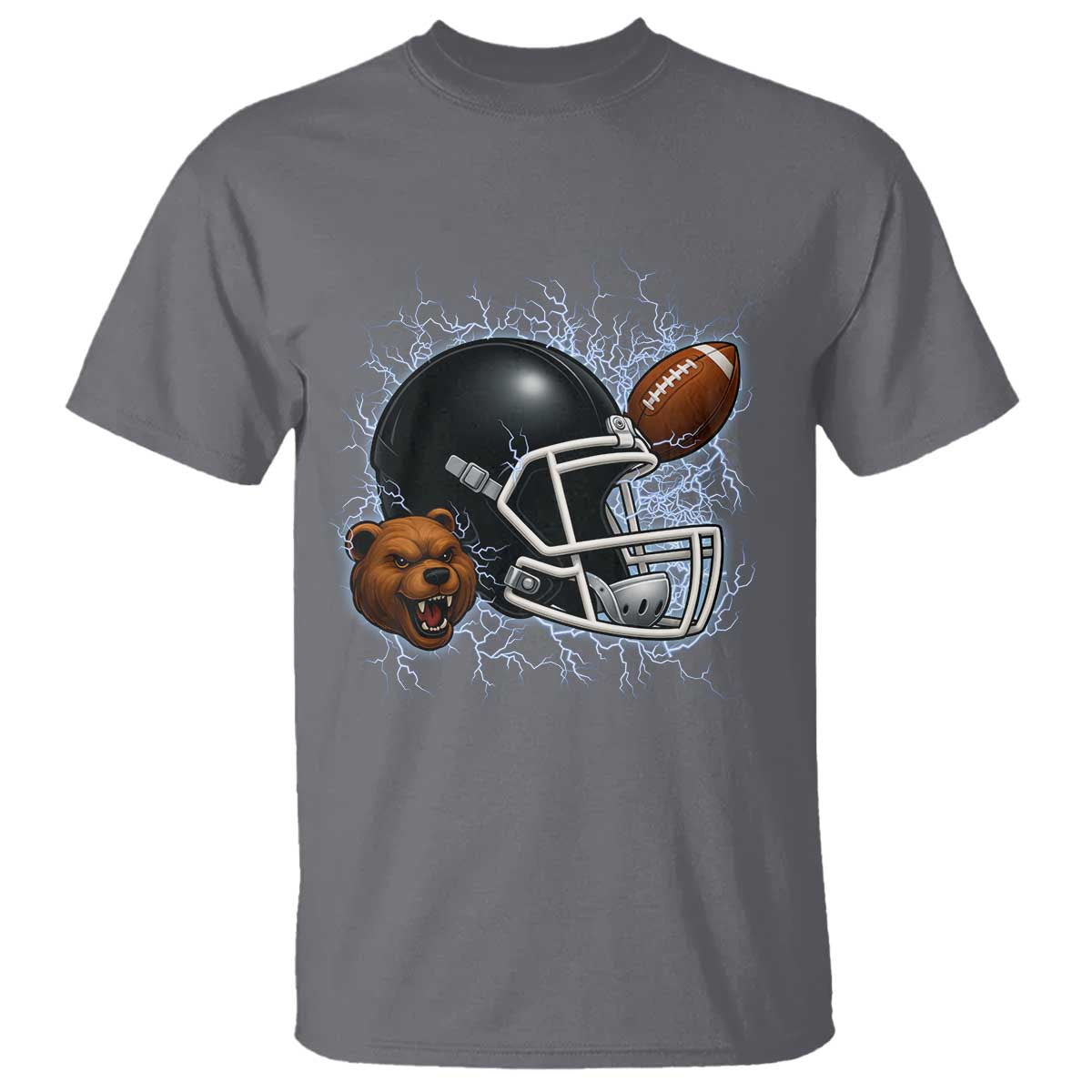 Game Day Sports Fan Gift T Shirt Lightning Bear Helmet TS12 Charcoal Print Your Wear