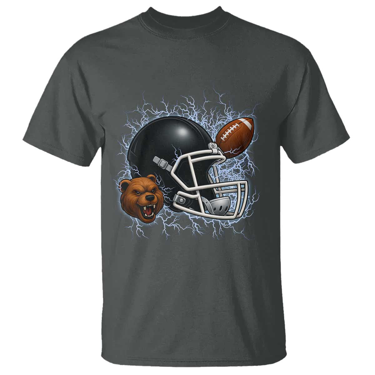 Game Day Sports Fan Gift T Shirt Lightning Bear Helmet TS12 Dark Heather Print Your Wear