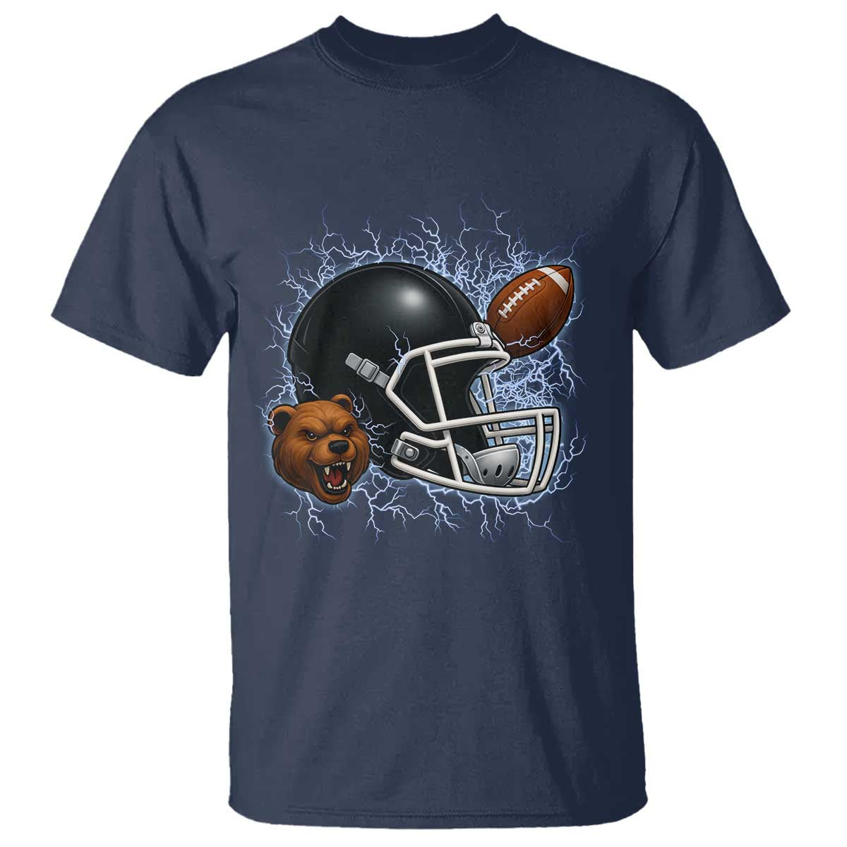 Game Day Sports Fan Gift T Shirt Lightning Bear Helmet TS12 Navy Print Your Wear