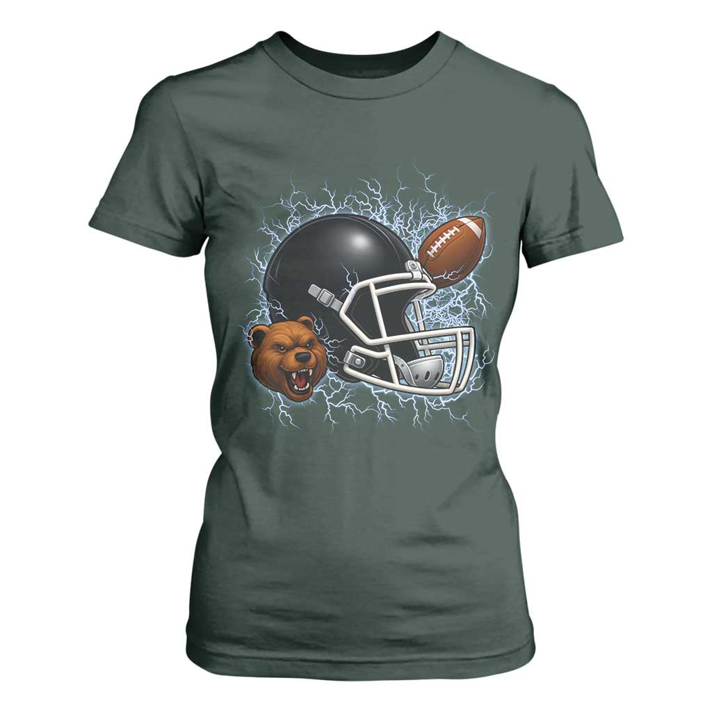 Game Day Sports Fan Gift T Shirt For Women Lightning Bear Helmet TS12 Dark Forest Green Print Your Wear