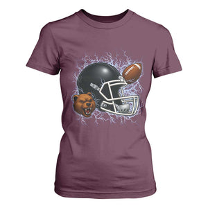 Game Day Sports Fan Gift T Shirt For Women Lightning Bear Helmet TS12 Maroon Print Your Wear