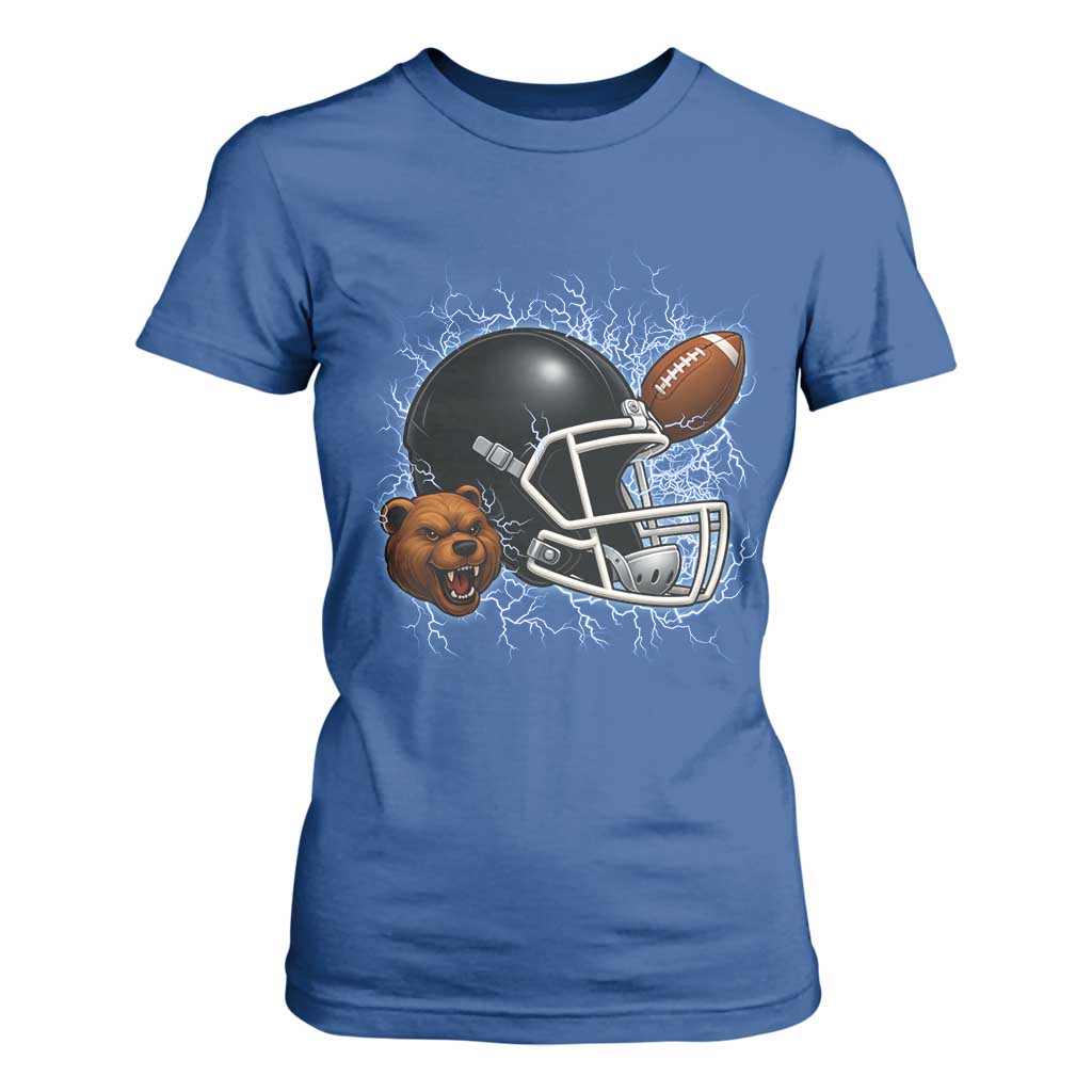 Game Day Sports Fan Gift T Shirt For Women Lightning Bear Helmet TS12 Royal Blue Print Your Wear