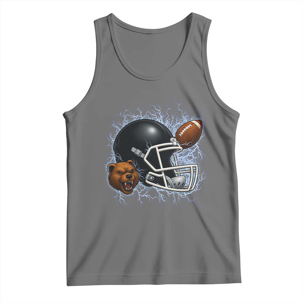 Game Day Sports Fan Gift Tank Top Lightning Bear Helmet TS12 Black Heather Print Your Wear