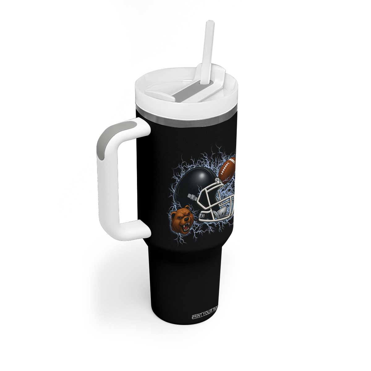 Game Day Sports Fan Gift Tumbler With Handle Lightning Bear Helmet TS12 Print Your Wear