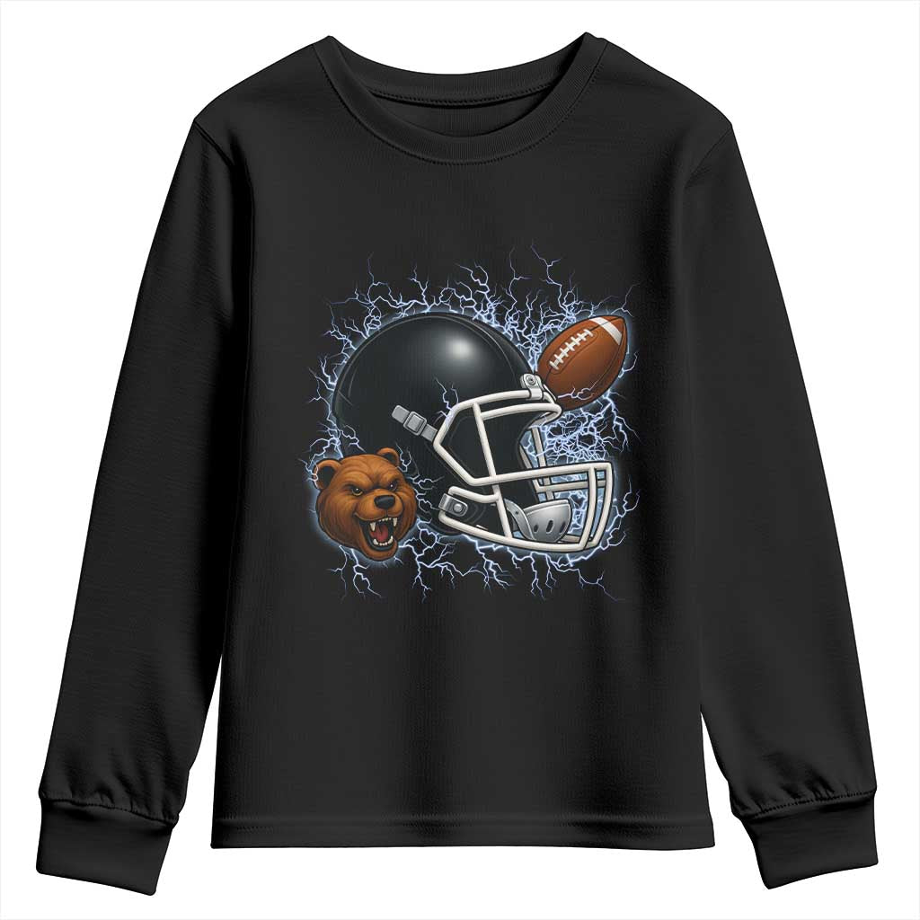 Game Day Sports Fan Gift Youth Sweatshirt Lightning Bear Helmet TS12 Black Print Your Wear