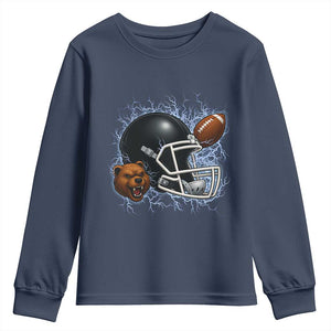 Game Day Sports Fan Gift Youth Sweatshirt Lightning Bear Helmet TS12 Navy Print Your Wear