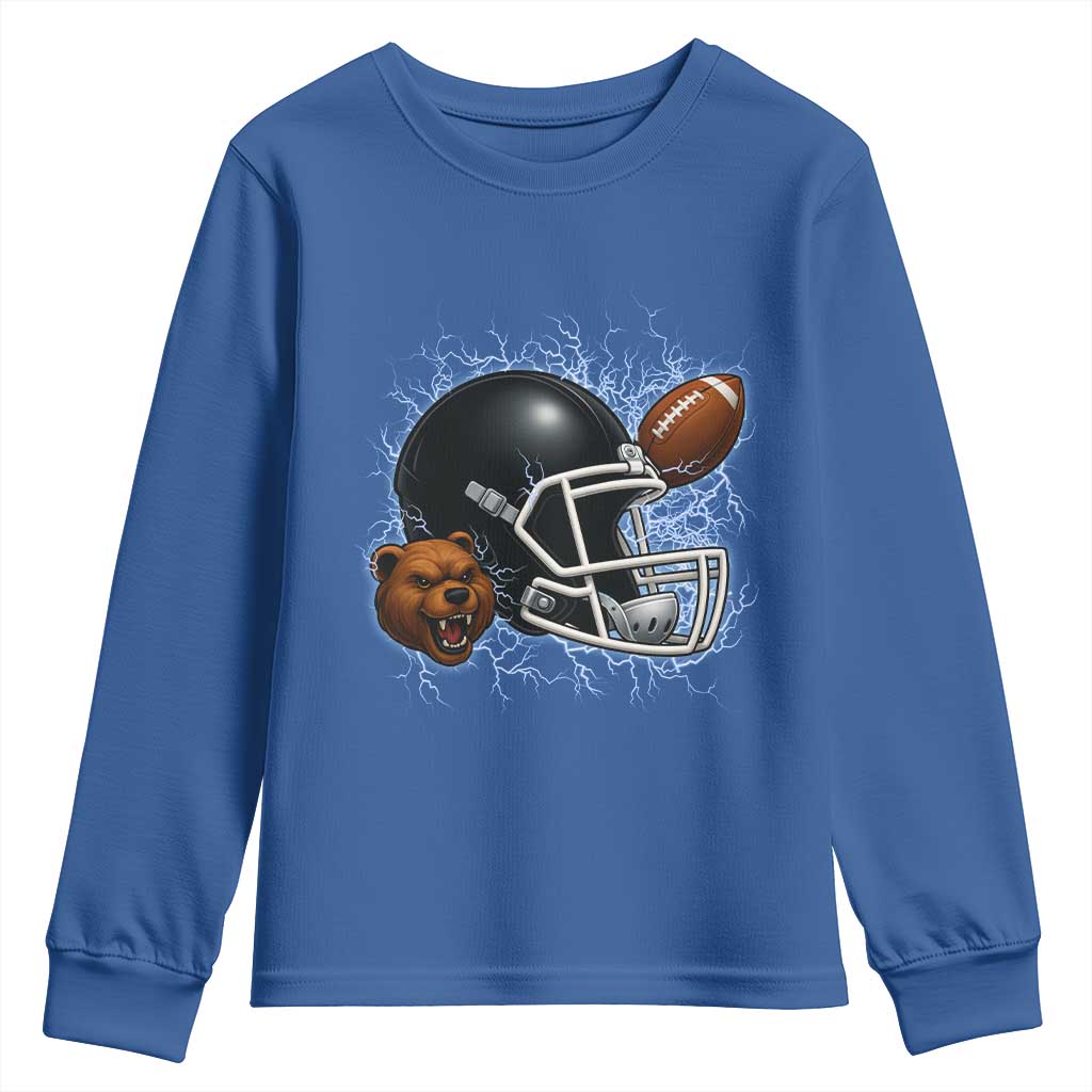 Game Day Sports Fan Gift Youth Sweatshirt Lightning Bear Helmet TS12 Royal Blue Print Your Wear
