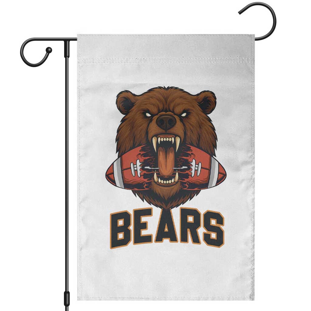 Football Player Gift Garden Flag Fierce Bear Biting Ball TS12 White Print Your Wear