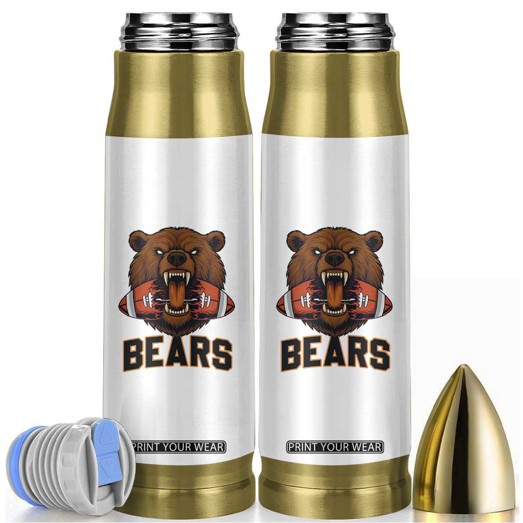 Football Player Gift Bullet Tumbler Fierce Bear Biting Ball TS12 White Print Your Wear
