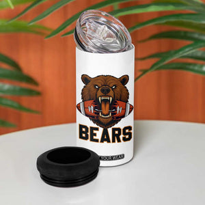Football Player Gift 4 in 1 Can Cooler Tumbler Fierce Bear Biting Ball TS12 Print Your Wear