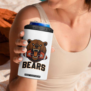 Football Player Gift 4 in 1 Can Cooler Tumbler Fierce Bear Biting Ball TS12 Print Your Wear