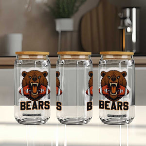 Football Player Gift Glass Can Fierce Bear Biting Ball TS12 Print Your Wear