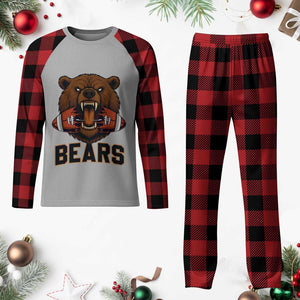 Football Player Gift Plaid Pajama Set Fierce Bear Biting Ball TS12 Buffalo Plaid Print Your Wear