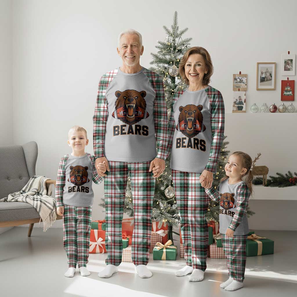 Football Player Gift Plaid Pajama Set Fierce Bear Biting Ball TS12 Christmas Plaid Print Your Wear