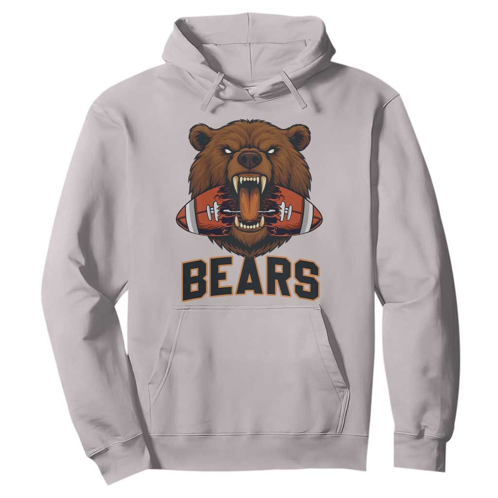 Football Player Gift Hoodie Fierce Bear Biting Ball TS12 Ice Gray Print Your Wear