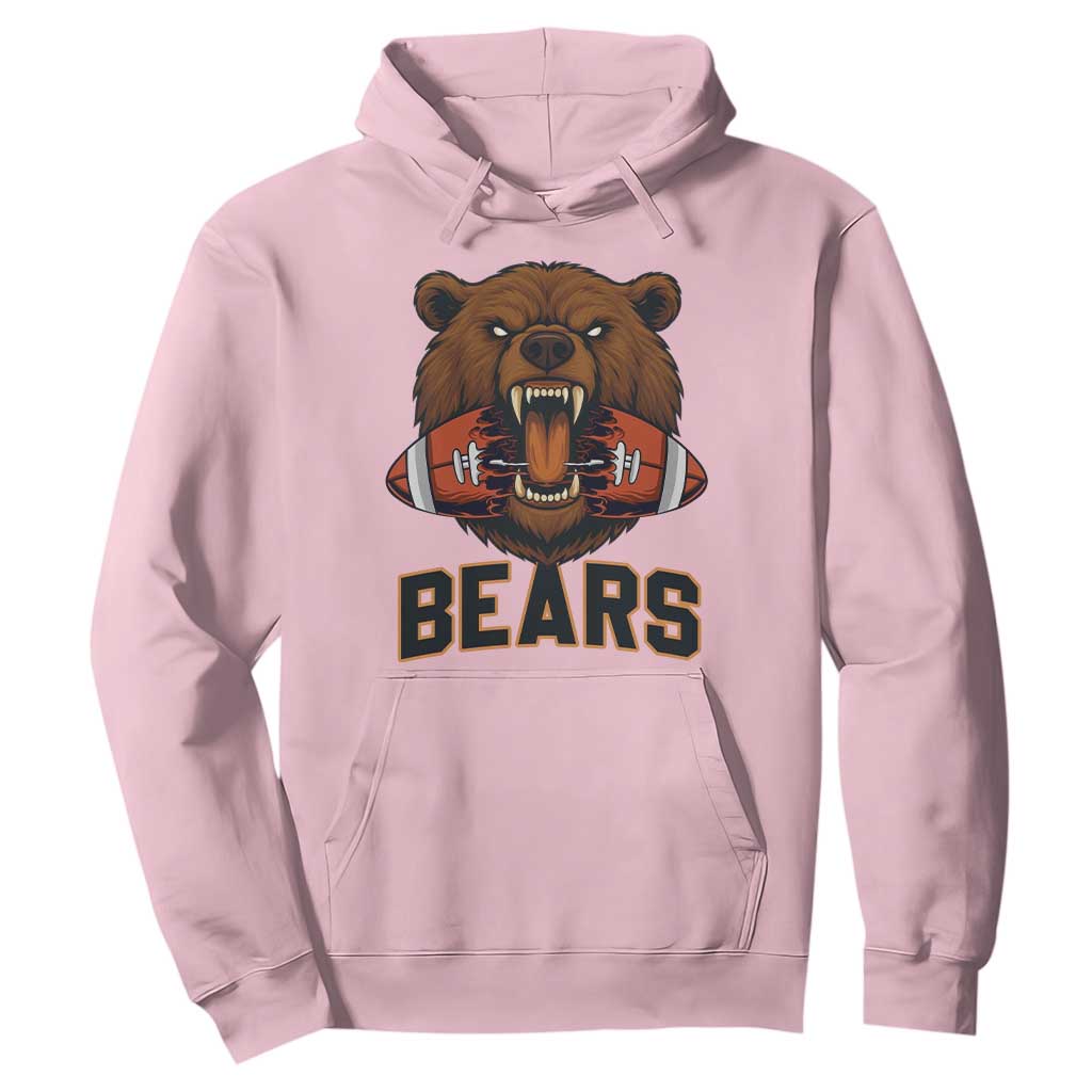 Football Player Gift Hoodie Fierce Bear Biting Ball TS12 Light Pink Print Your Wear