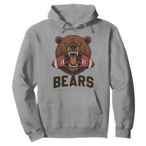 Football Player Gift Hoodie Fierce Bear Biting Ball TS12 Sport Gray Print Your Wear