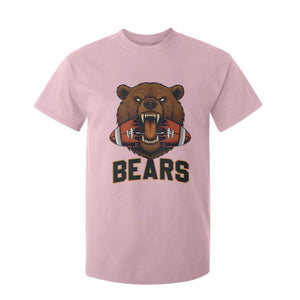 Football Player Gift T Shirt For Kid Fierce Bear Biting Ball TS12 Light Pink Print Your Wear