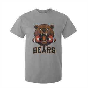 Football Player Gift T Shirt For Kid Fierce Bear Biting Ball TS12 Sport Gray Print Your Wear