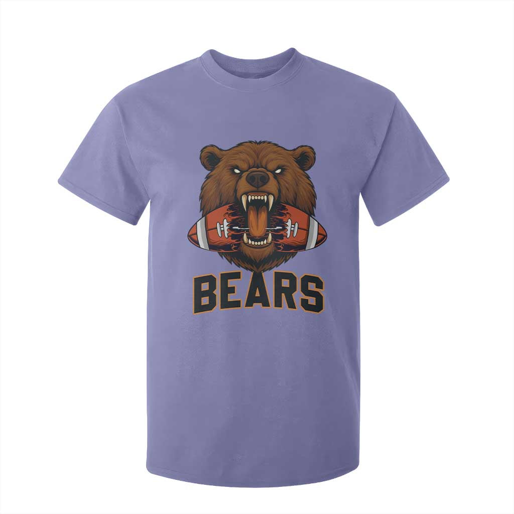 Football Player Gift T Shirt For Kid Fierce Bear Biting Ball TS12 Violet Print Your Wear