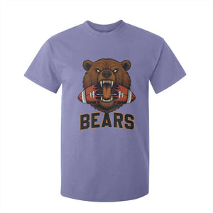Football Player Gift T Shirt For Kid Fierce Bear Biting Ball TS12 Violet Print Your Wear