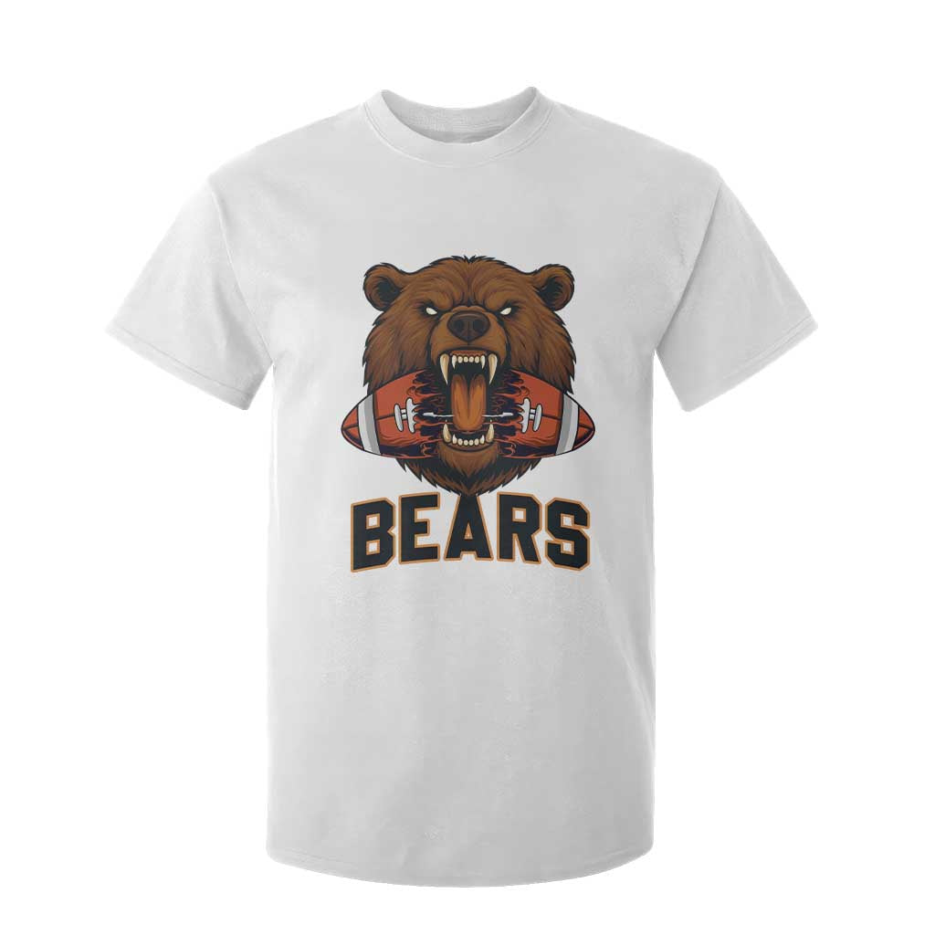 Football Player Gift T Shirt For Kid Fierce Bear Biting Ball TS12 White Print Your Wear