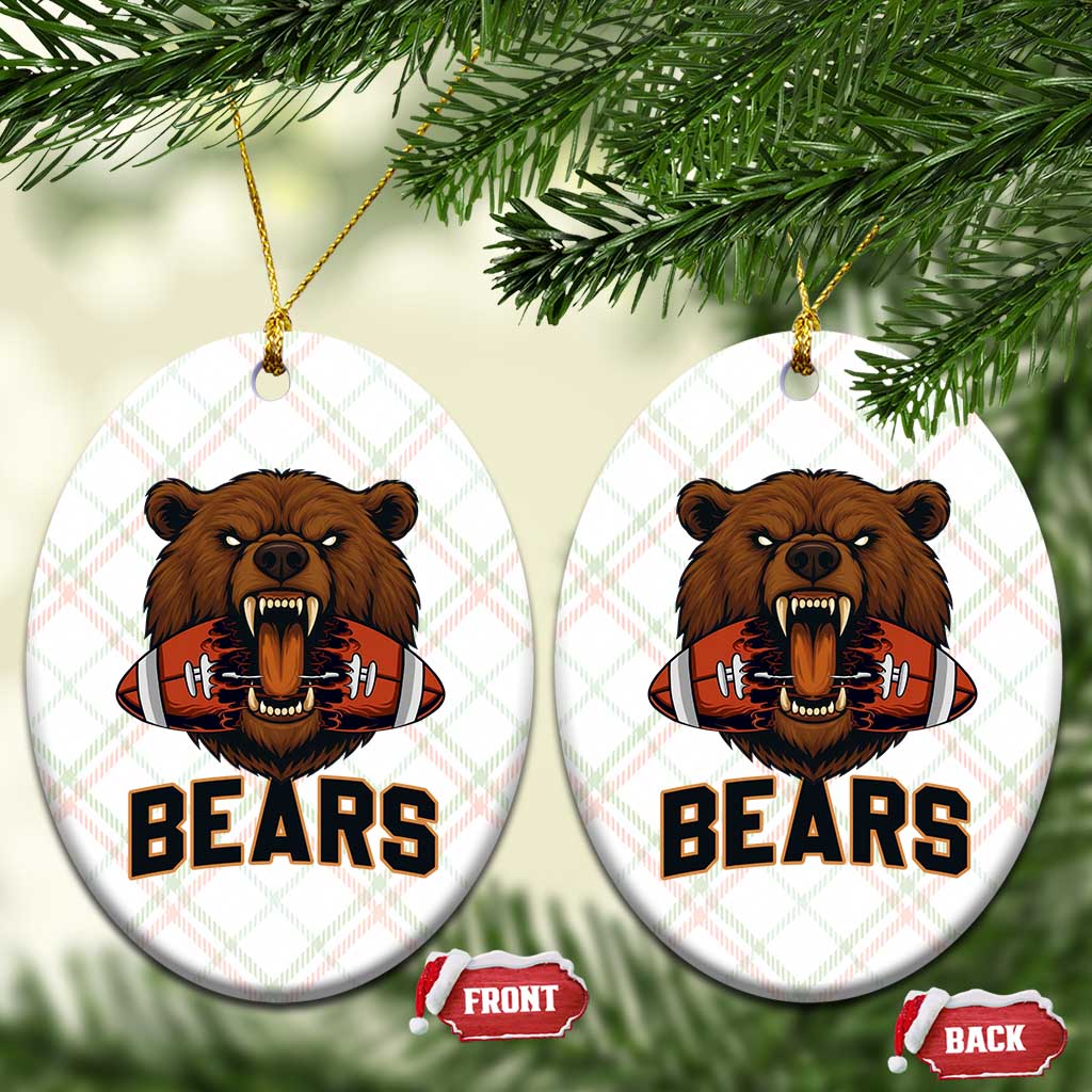 Football Player Gift Ceramic Ornament Fierce Bear Biting Ball TS12 Print Your Wear