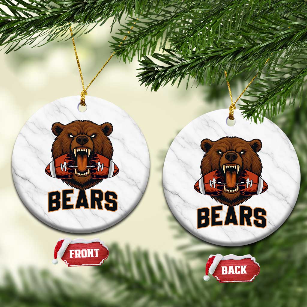 Football Player Gift Ceramic Ornament Fierce Bear Biting Ball TS12 1pc White Marble Print Your Wear