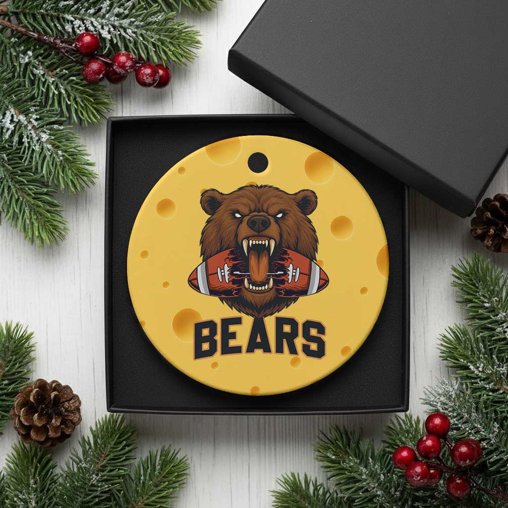 Football Player Gift Ceramic Ornament Fierce Bear Biting Ball TS12 1pc Yellow Cheese Print Your Wear