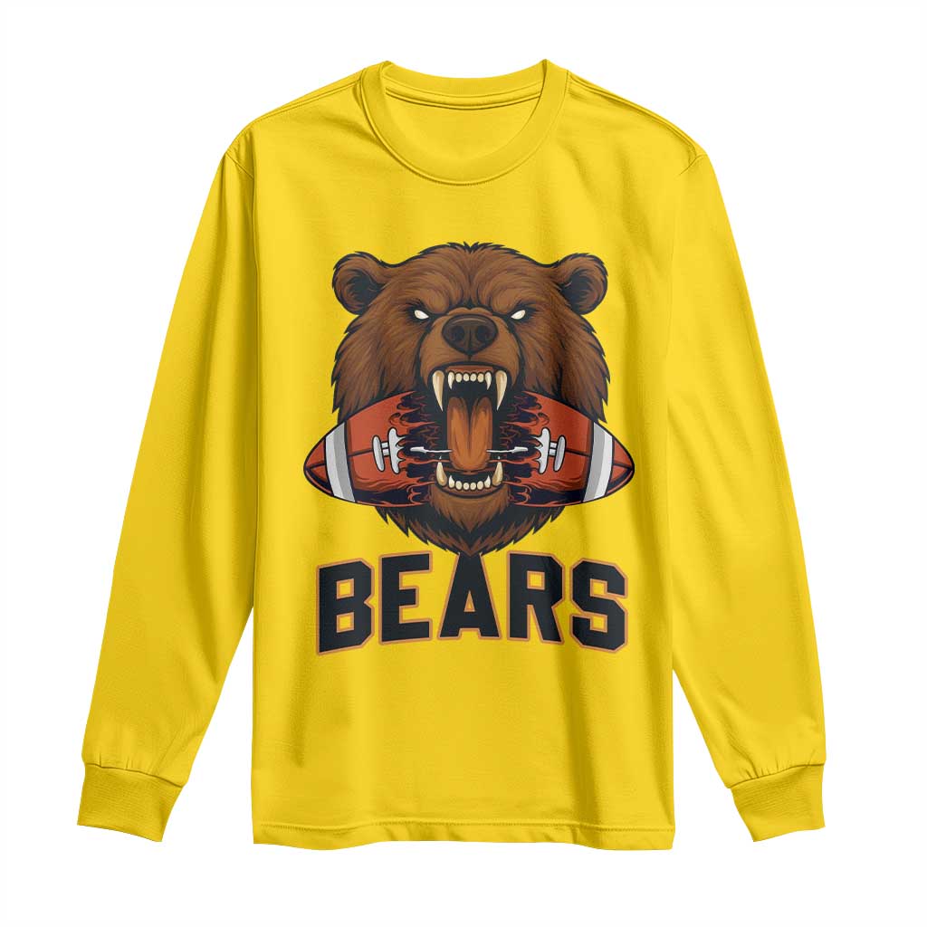 Football Player Gift Long Sleeve Shirt Fierce Bear Biting Ball TS12 Daisy Print Your Wear