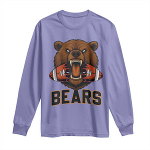 Football Player Gift Long Sleeve Shirt Fierce Bear Biting Ball TS12 Violet Print Your Wear