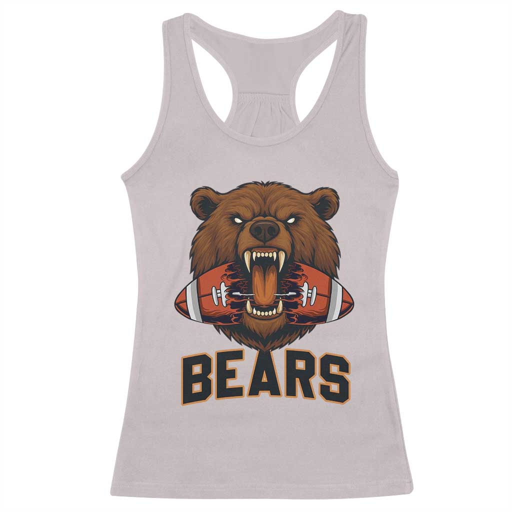 Football Player Gift Racerback Tank Top Fierce Bear Biting Ball TS12 Ice Gray Print Your Wear
