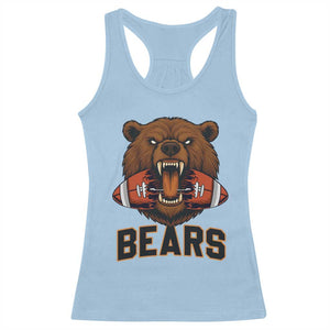 Football Player Gift Racerback Tank Top Fierce Bear Biting Ball TS12 Light Blue Print Your Wear