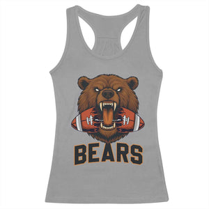 Football Player Gift Racerback Tank Top Fierce Bear Biting Ball TS12 Sport Gray Print Your Wear