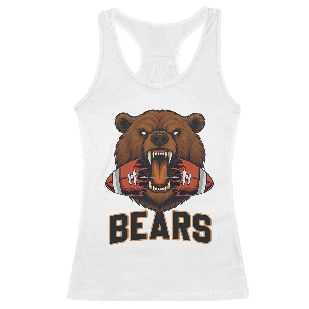 Football Player Gift Racerback Tank Top Fierce Bear Biting Ball TS12 White Print Your Wear