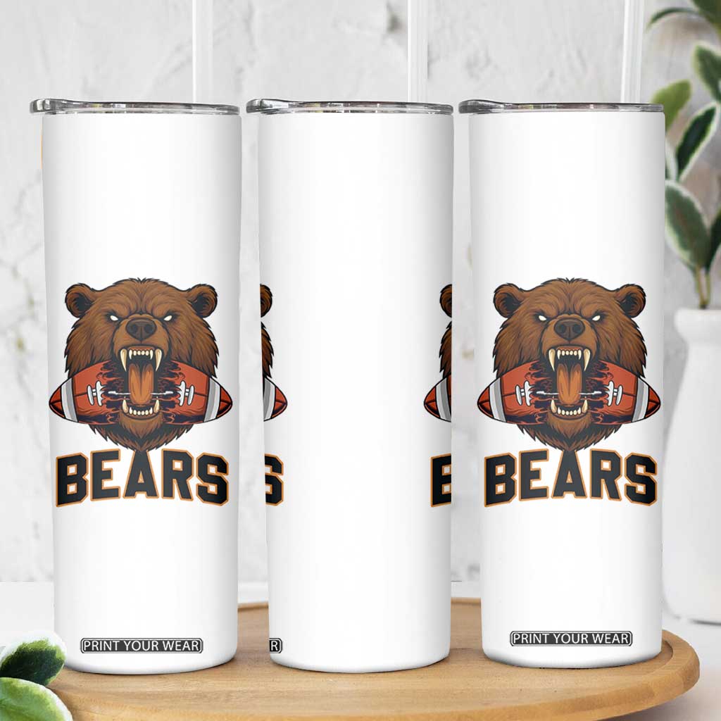 Football Player Gift Skinny Tumbler Fierce Bear Biting Ball TS12 Print Your Wear