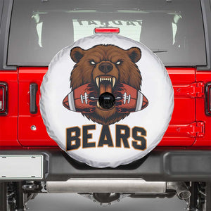 Football Player Gift Spare Tire Cover Fierce Bear Biting Ball TS12 White Print Your Wear