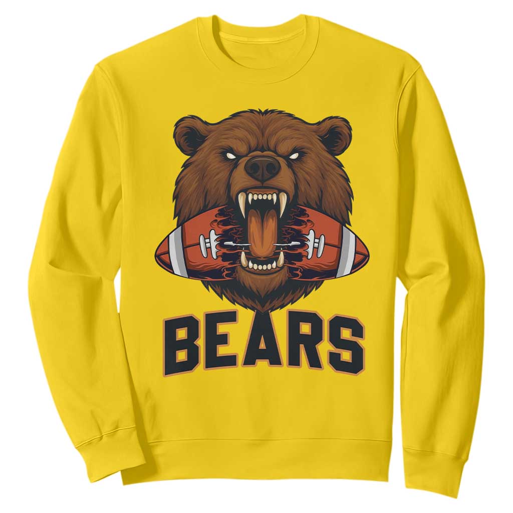 Football Player Gift Sweatshirt Fierce Bear Biting Ball TS12 Daisy Print Your Wear