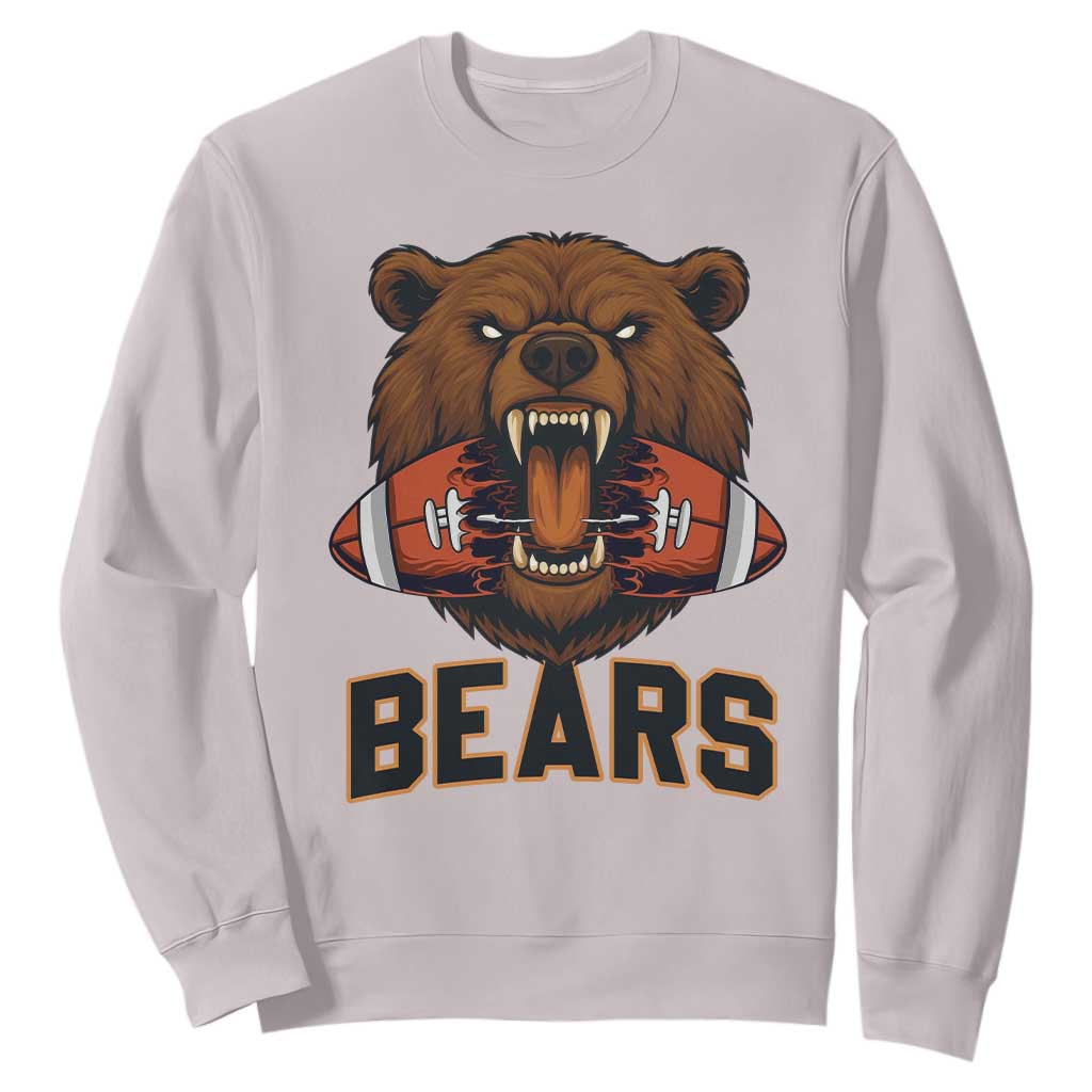 Football Player Gift Sweatshirt Fierce Bear Biting Ball TS12 Ice Gray Print Your Wear