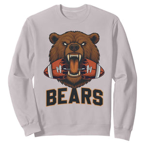 Football Player Gift Sweatshirt Fierce Bear Biting Ball TS12 Ice Gray Print Your Wear