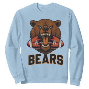 Football Player Gift Sweatshirt Fierce Bear Biting Ball TS12 Light Blue Print Your Wear