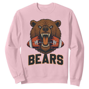 Football Player Gift Sweatshirt Fierce Bear Biting Ball TS12 Light Pink Print Your Wear